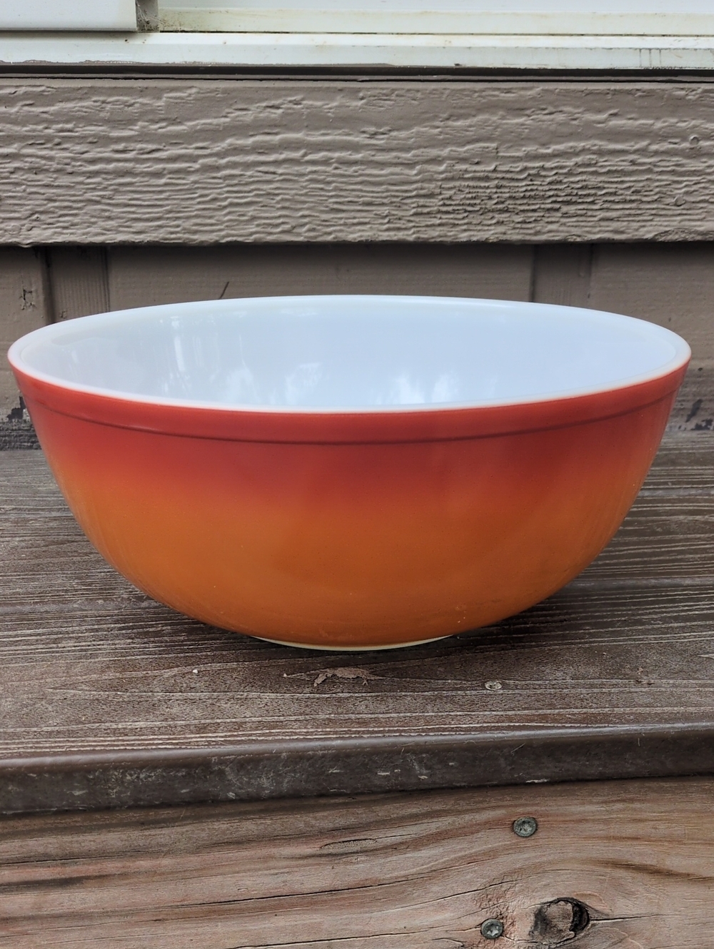 Vintage 1970s Pyrex Flameglo 404 Orange Ombre 4-Quart Mixing Bowl Large